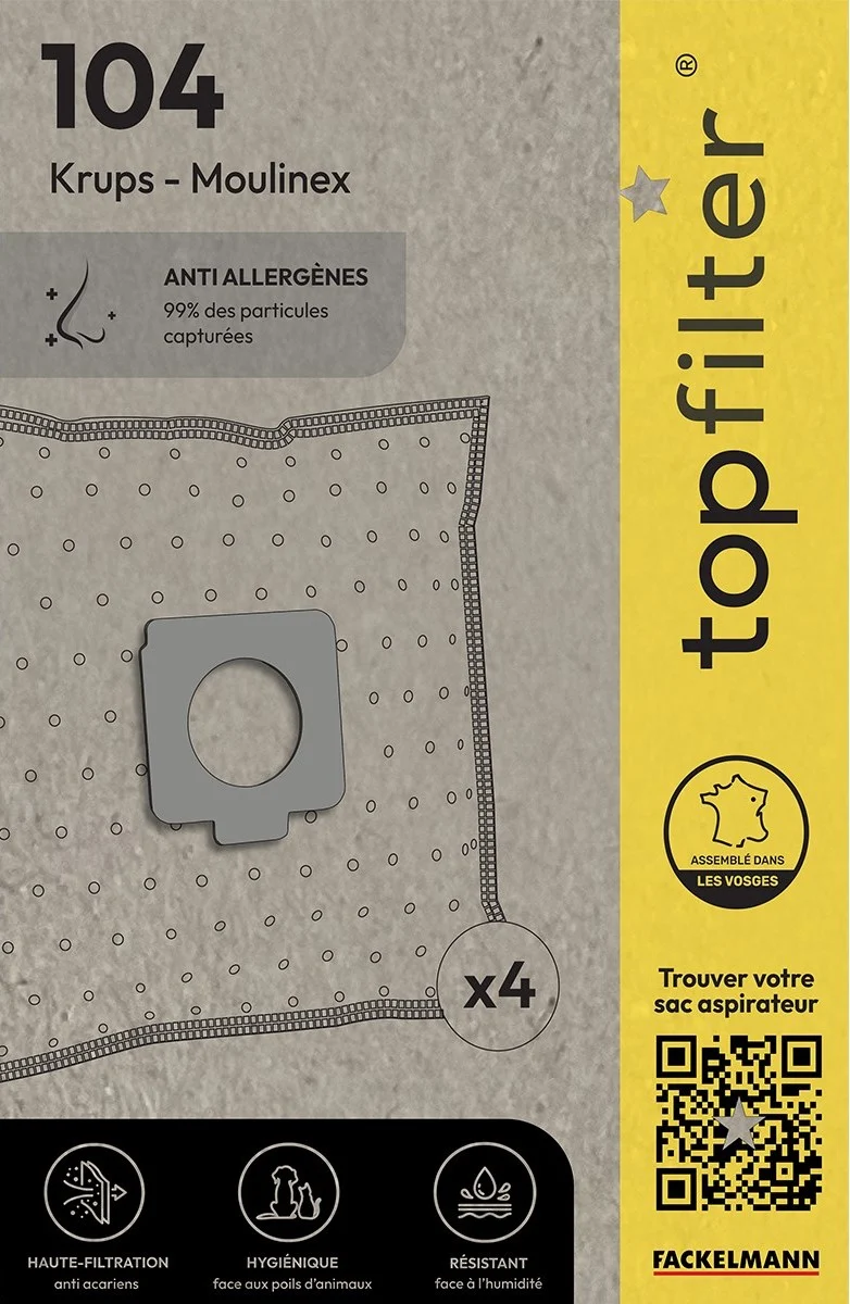 Sac TopFilter PREMIUM 64104 Moulinex Krups