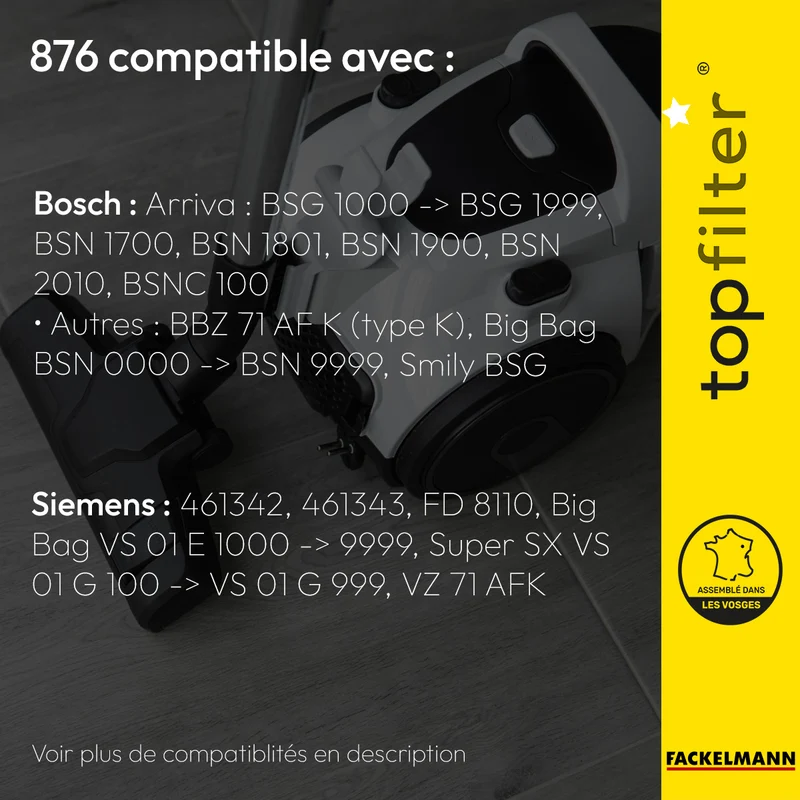 Sac TopFilter PREMIUM 64876 Bosch Siemens