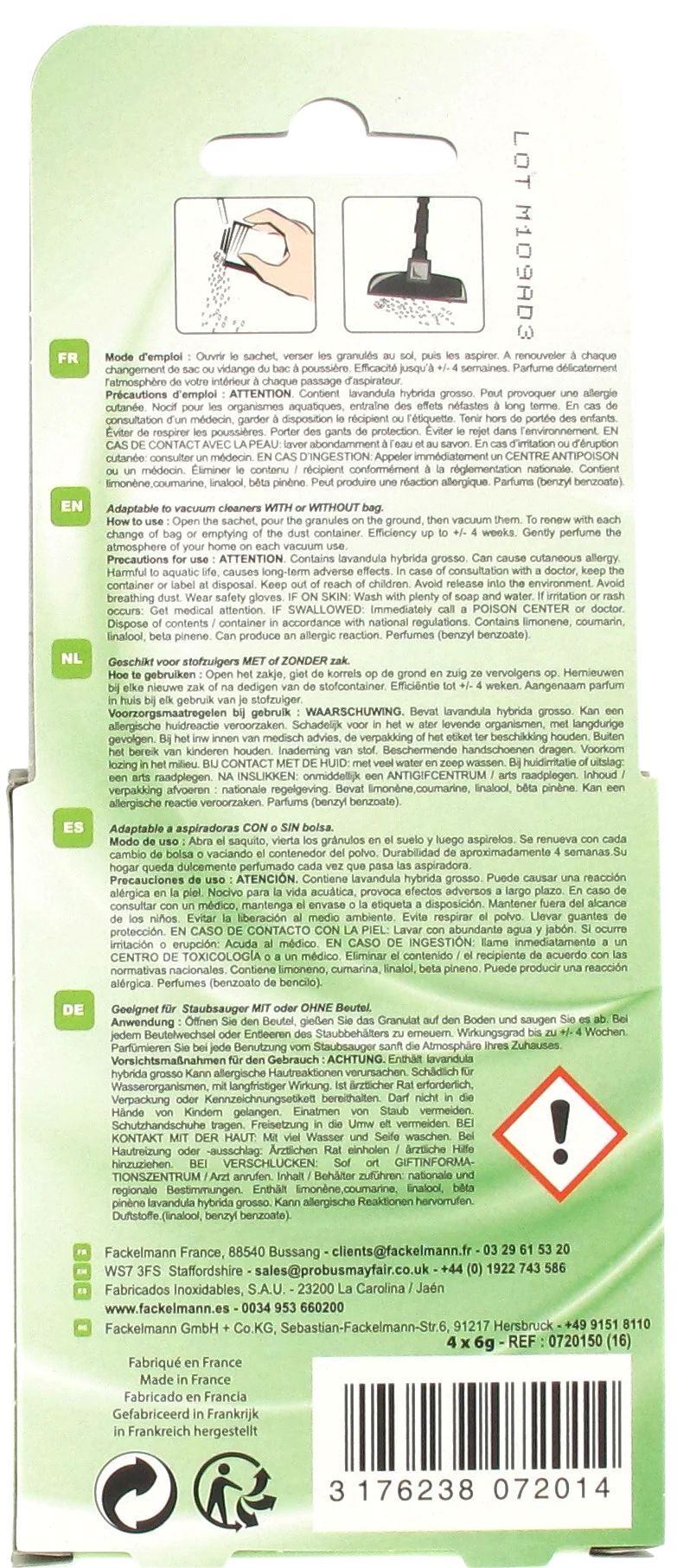 Granulés parfumants senteur menthe eucalyptus