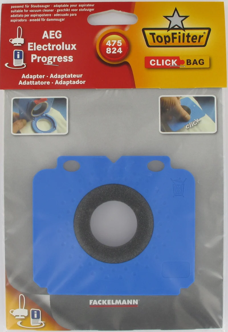 Adaptateur Click Bag AEG 475/824 et 4 sacs Aspirateur TopFilter Click Bag 68005