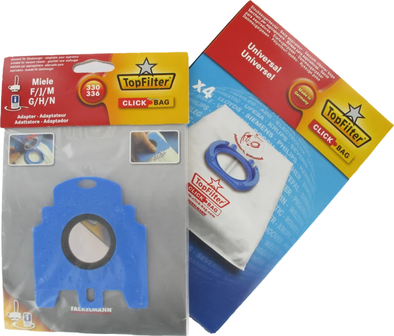 Adaptateur Click Bag Miele 330/336 et 4 sacs TopFilter Click Bag 68004