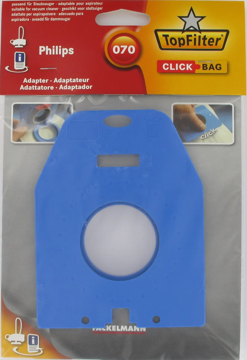 Adaptateur Click Bag Philips 070 et 4 sacs TopFilter Click Bag 68002