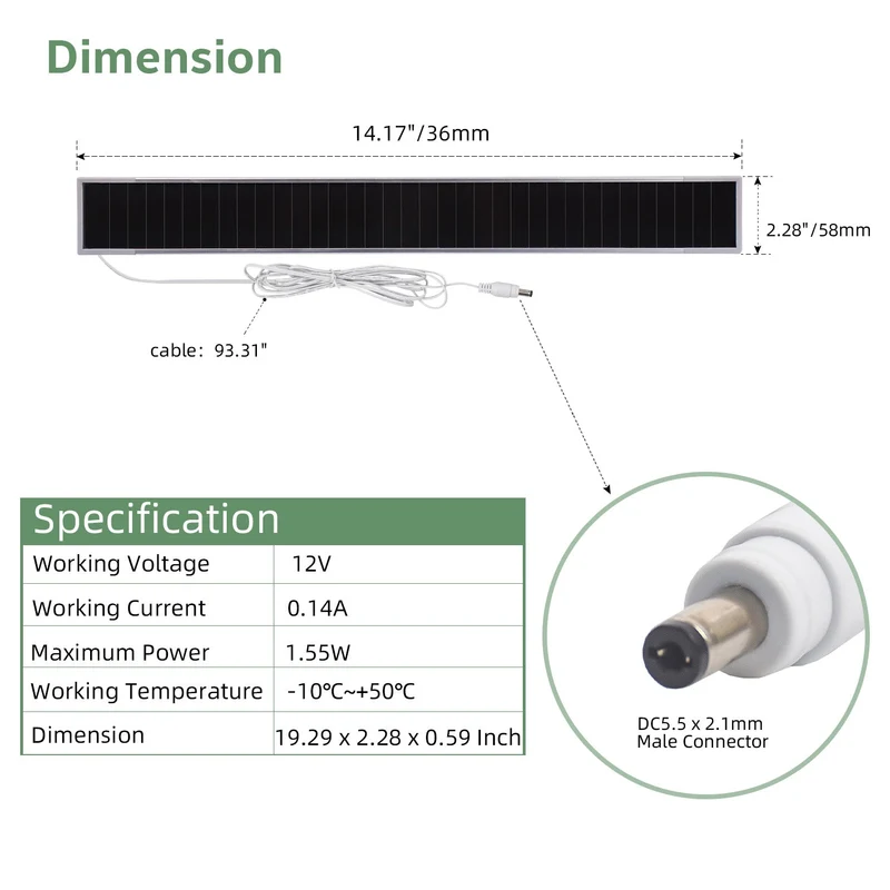 Sortfle Solar Charger, Solar Blinds Charger, 8.4V Solar Panel fow Window Shade