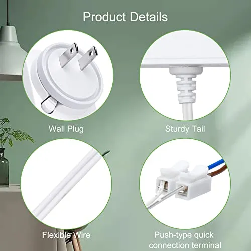 Sortfle DC 12V/24V Plug-in Adapte, Transformer, DC Wall Adapte, White Adapte