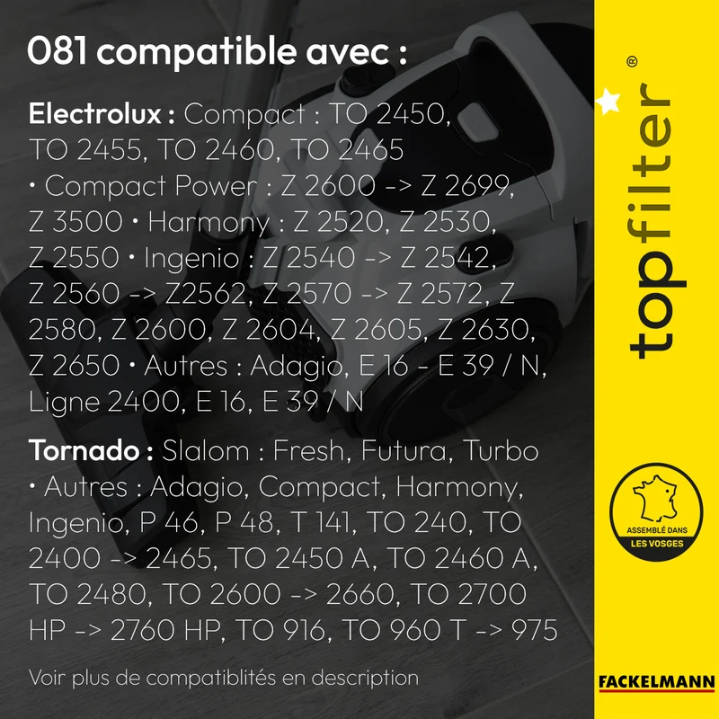 Sac TopFilter PREMIUM 64081 Electrolux Tornado