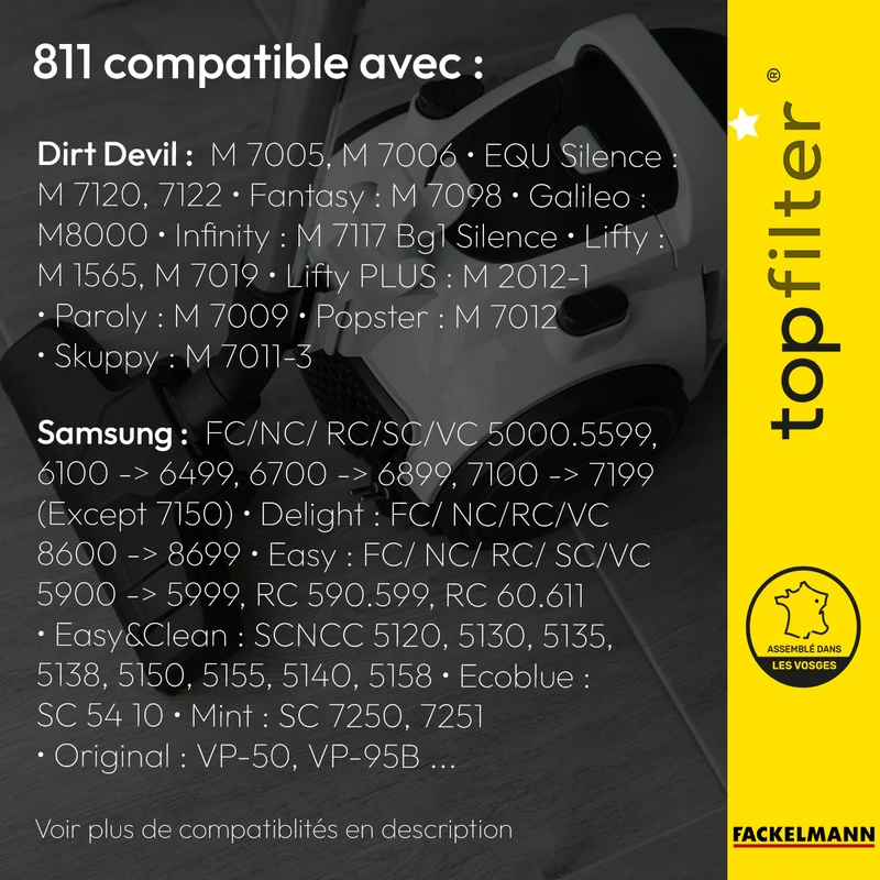 Sac TopFilter PREMIUM 64811 Dirt Devil Samsung Rotel