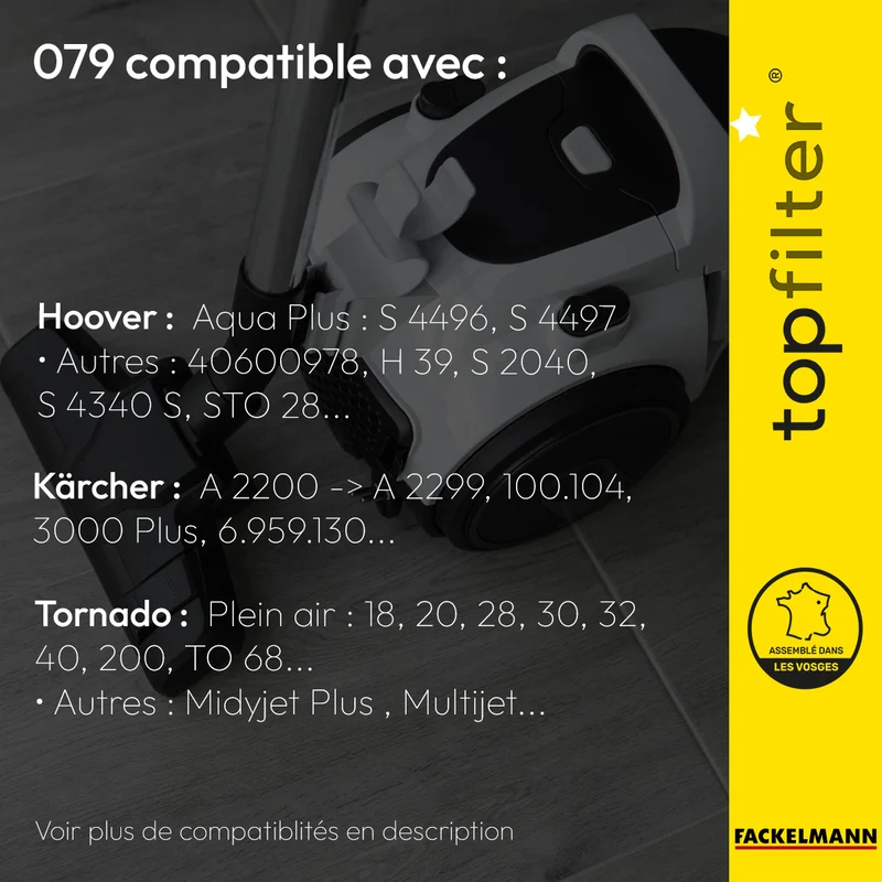 Sac TopFilter PREMIUM 64079 Hoover Kärcher Tornado