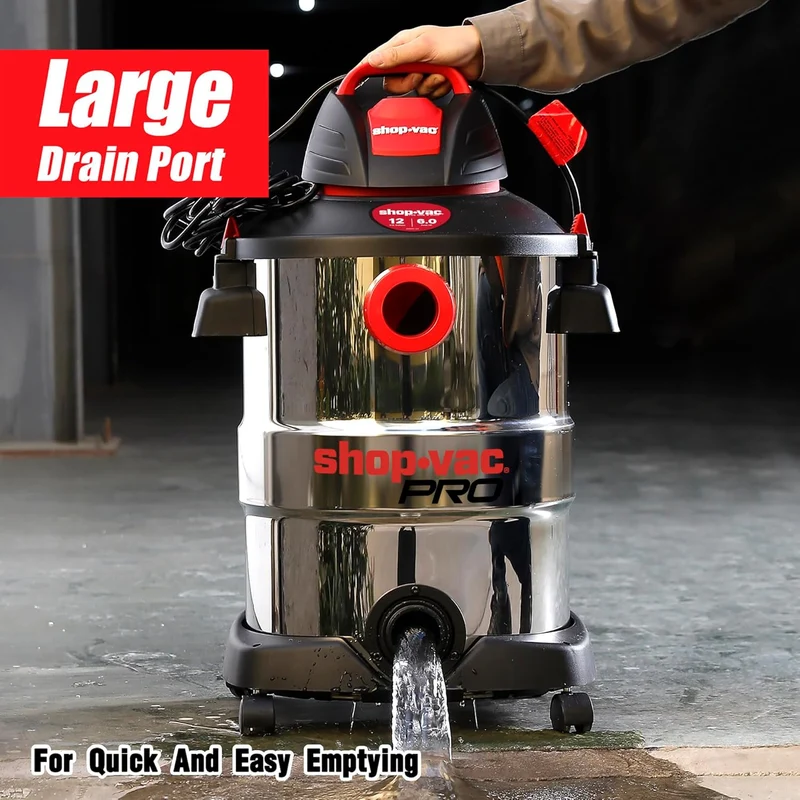 Shop-Vac® 12 Gallon 6.0 Peak HP Stainless Steel Wet/Dry Vacuum
