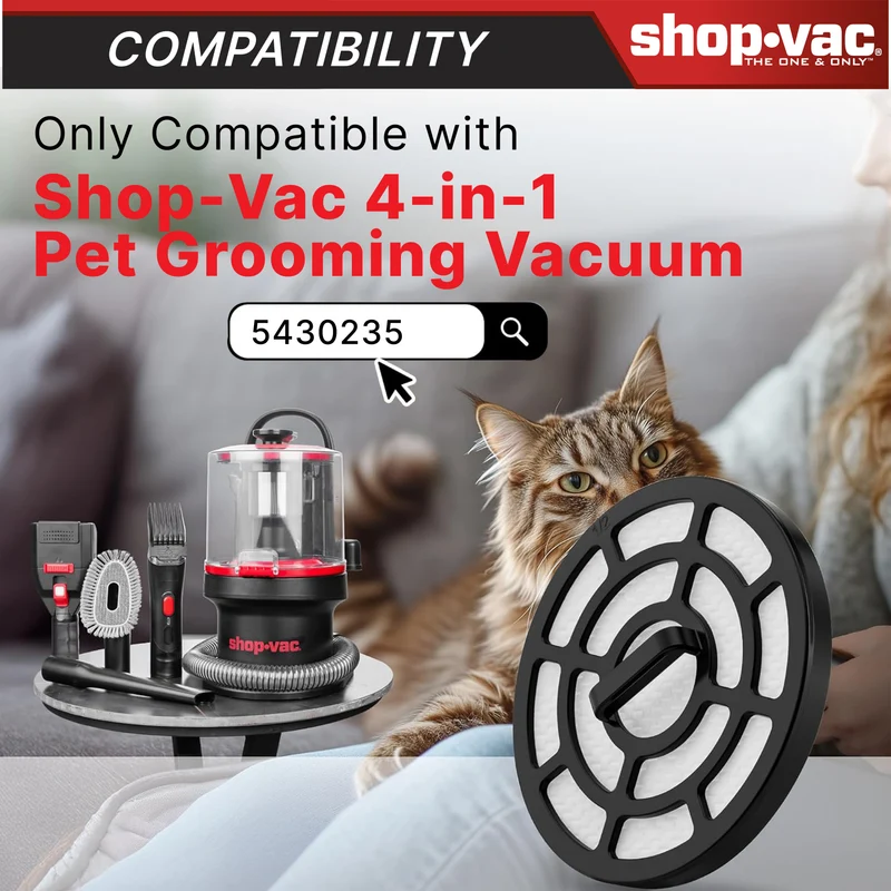 Shop-Vac® Replacement Panel Filter, Compatible with the 4-in-1 Pet Grooming Vacuum