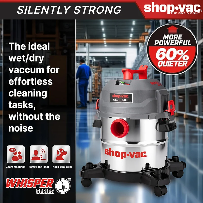Shop-Vac® 5 Gallon Ultra Quiet Stainless Steel 4.5Peak HP Wet/Dry Vacuum