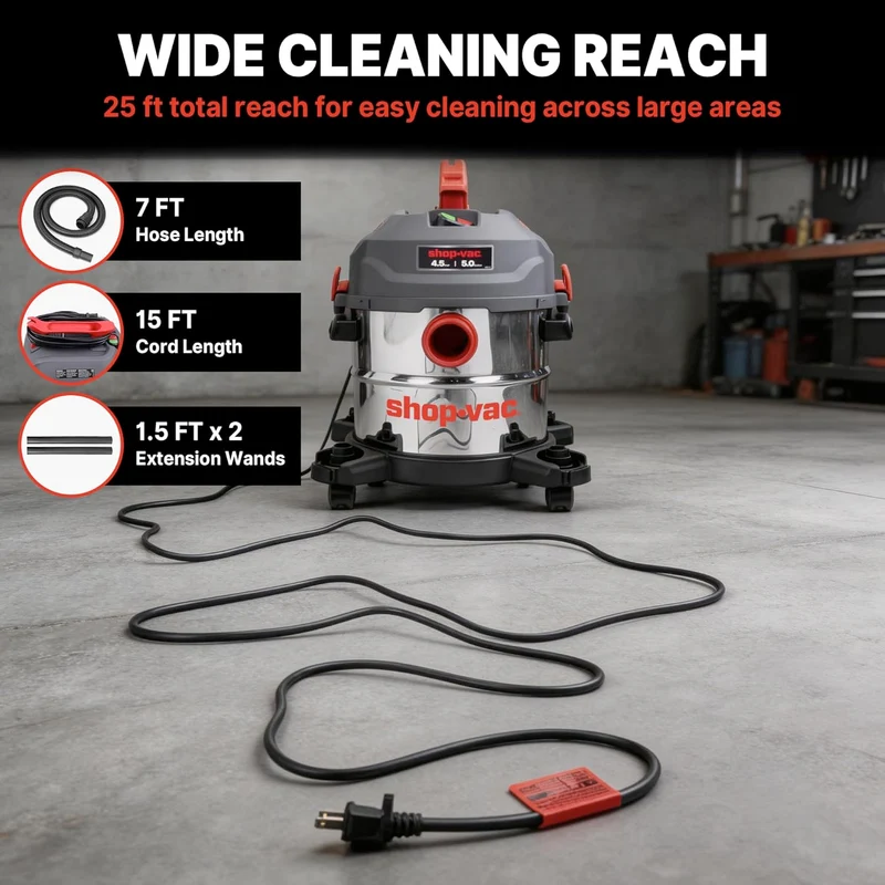Shop-Vac® 5 Gallon Ultra Quiet Stainless Steel 4.5Peak HP Wet/Dry Vacuum