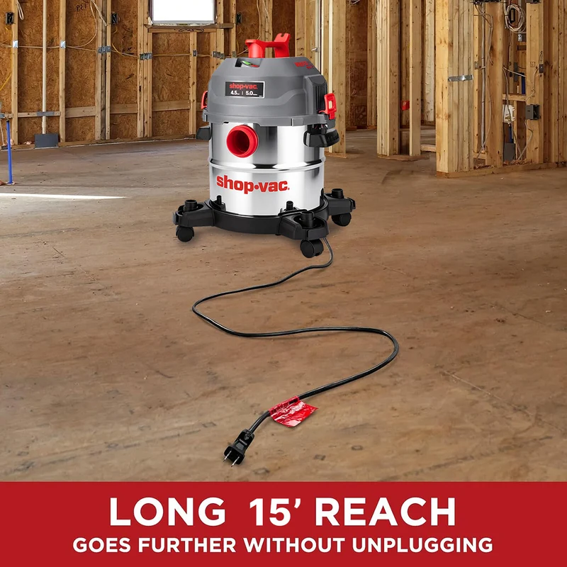 Shop-Vac® 5 Gallon Ultra Quiet Stainless Steel 4.5Peak HP Wet/Dry Vacuum