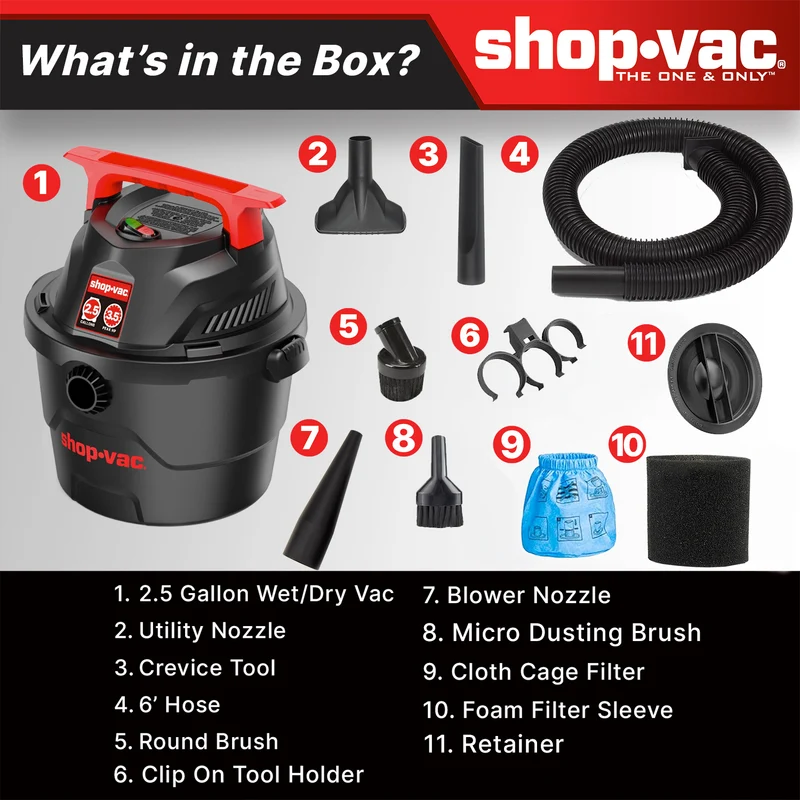 Shop-Vac®2.5 Gallon 2.5 Peak HP Wet/Dry Vacuum