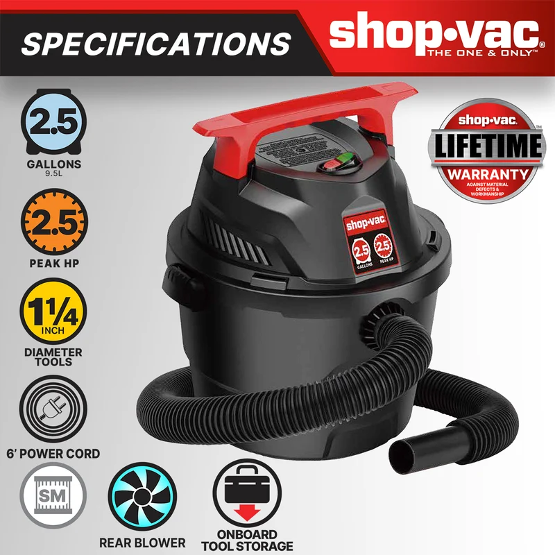 Shop-Vac®2.5 Gallon 2.5 Peak HP Wet/Dry Vacuum
