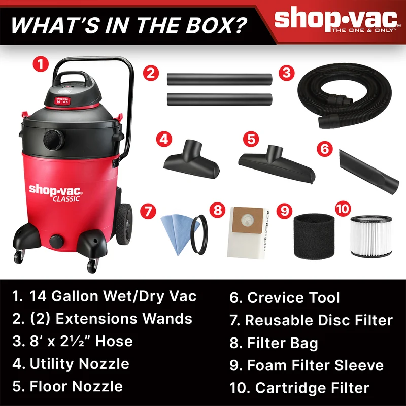 Shop-Vac® 14 Gallon 6.5 Peak HP Wet/Dry Vacuum