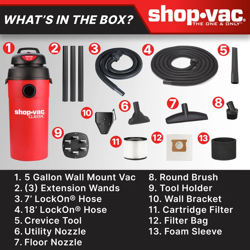 Shop-Vac® 5 Gallon 5.5 Peak HP Wall Mounted Garage Vac