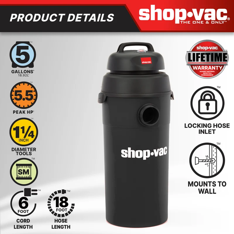 Shop-Vac 5 Gallon 5.5 PHP HangUp Wet/Dry Vac
