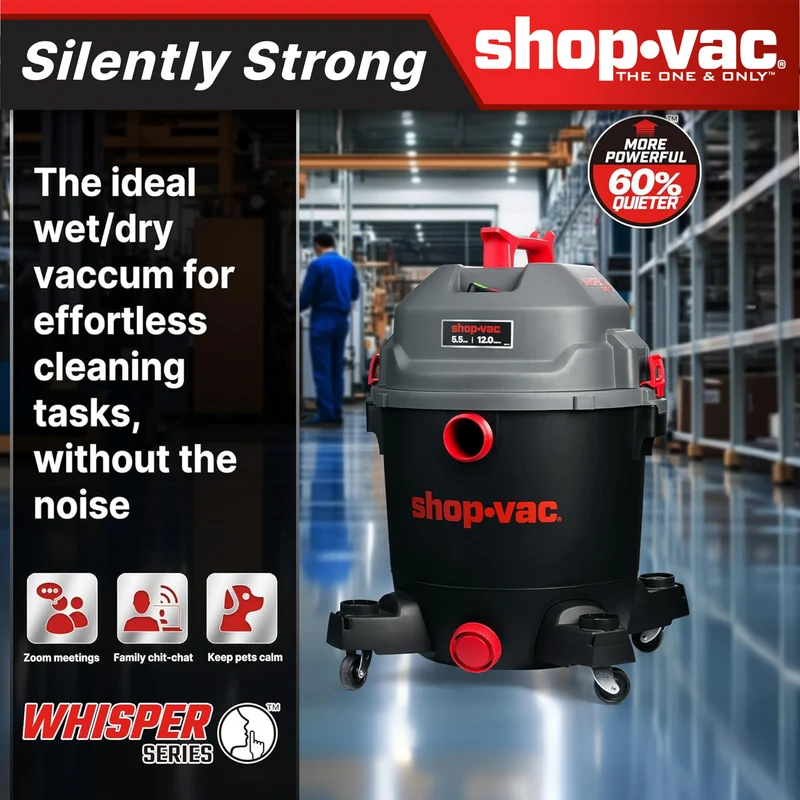 Shop-Vac® Ultra Quiet 12 Gallon 5.5 Peak HP Wet/Dry Vacuum