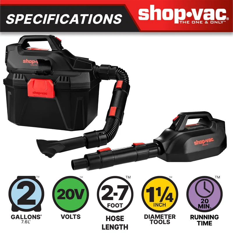 Shop-Vac® 2 Gallon 20V Cordless Wet/Dry Vacuum