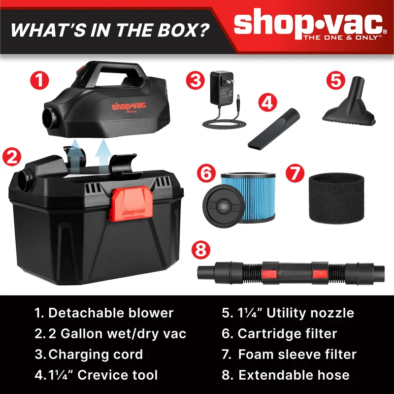 Shop-Vac® 2 Gallon 20V Cordless Wet/Dry Vacuum