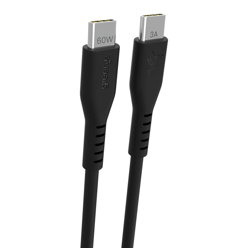 Câble GREEN_E USB-C 60W Fabriqué en France, 2,50 m, Noir Légende