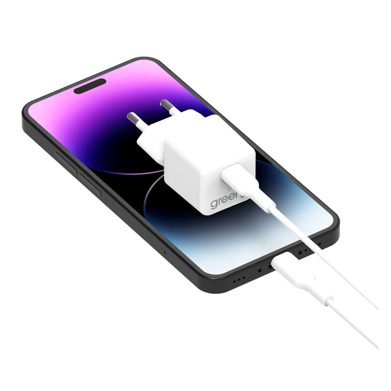 Chargeur Universel USB-C 30W GREEN-E France, Certifié Origine France Garantie, Blanc
