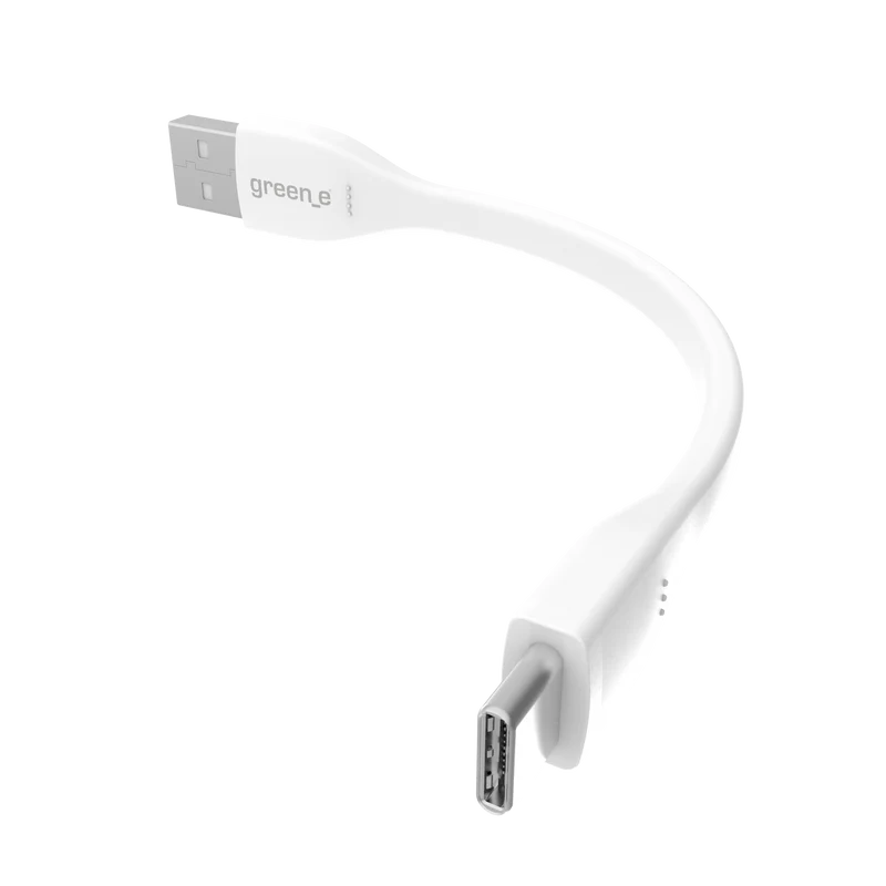 Câble green-e éco-conçu USB-A vers USB-C, 15 cm, Blanc