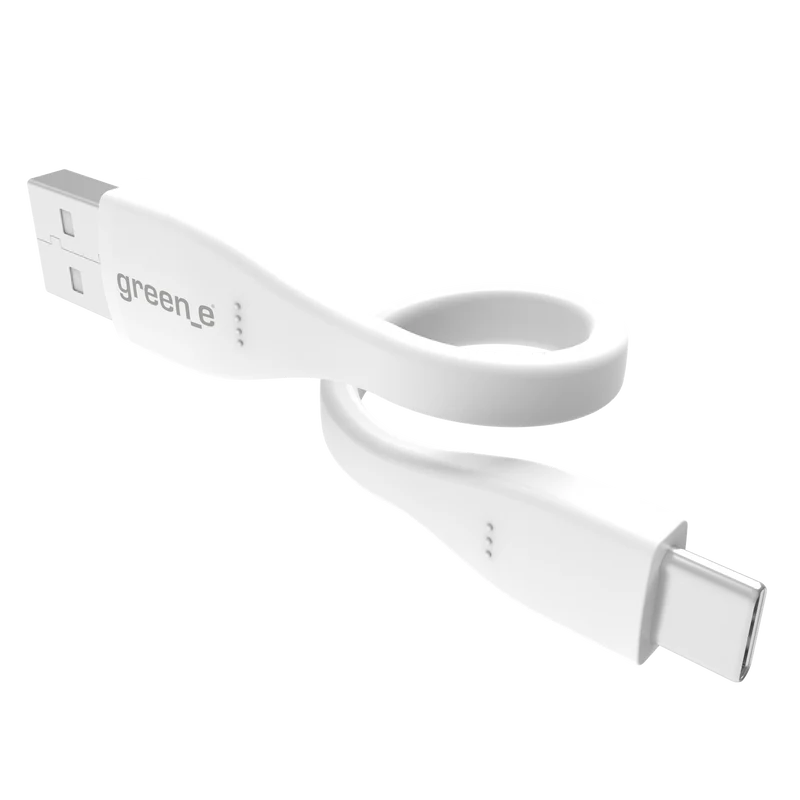 Câble green-e éco-conçu USB-A vers USB-C, 15 cm, Blanc