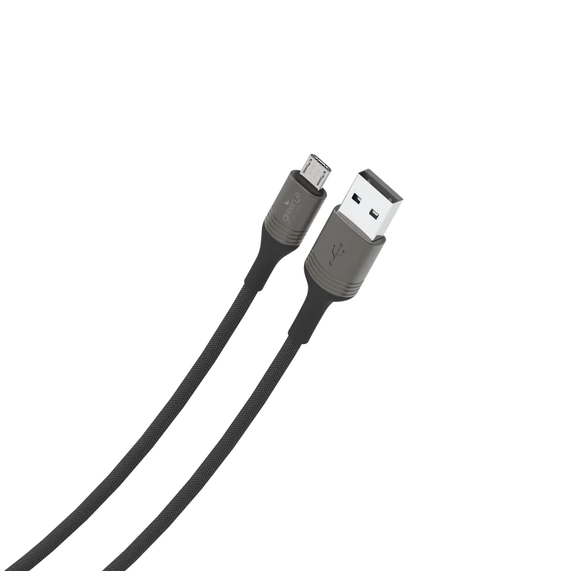 Câble tressé écoconçu GREEN-E résistant Micro-USB vers USB, 1,20m, Noir