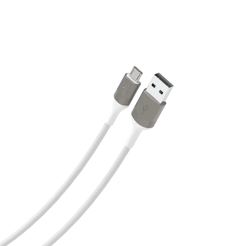 Câble tressé écoconçu GREEN-E résistant Micro-USB vers USB, 1,20m, Blanc