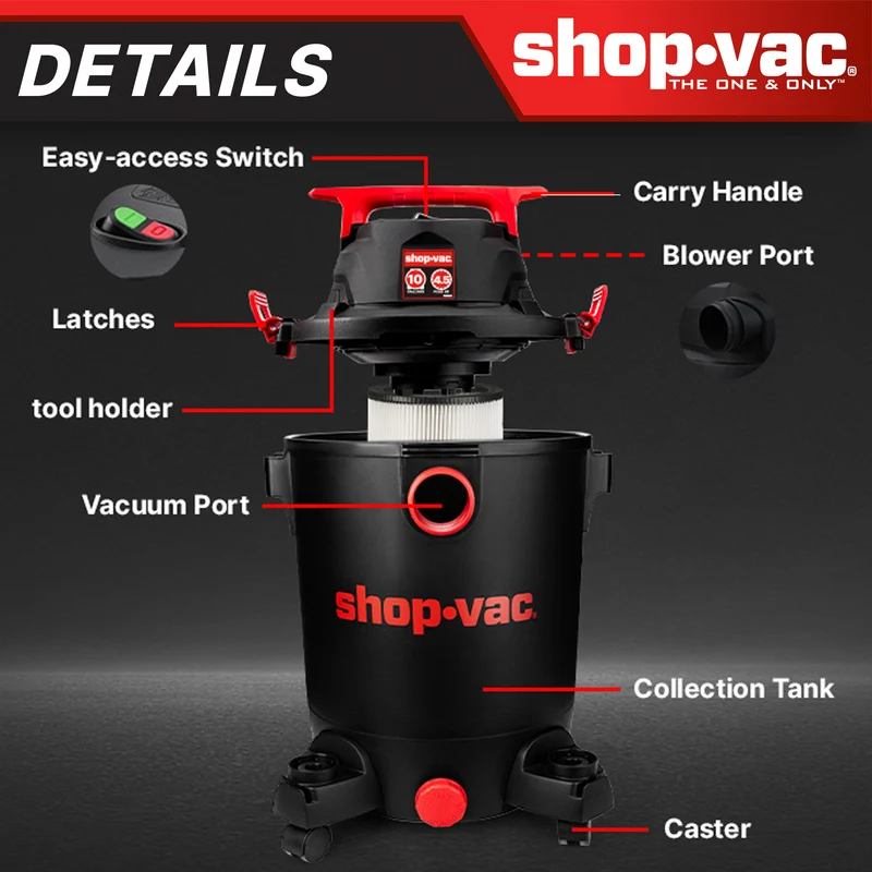 Shop-Vac® 10 Gallon 4.5 Peak HP Wet/Dry Vacuum