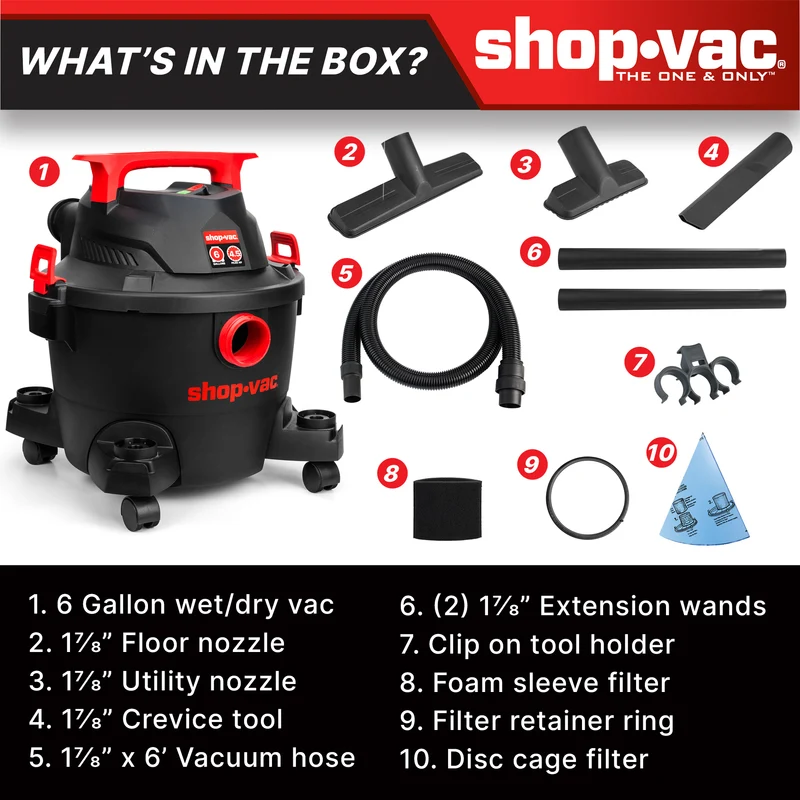Shop-Vac® 6 Gallon 4.5 Peak HP Wet/Dry Vacuum