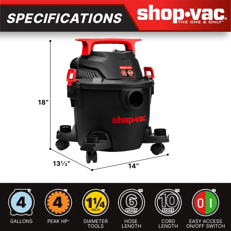 Shop-Vac® 4 Gallon 4.5 Peak HP Wet/Dry Vacuum