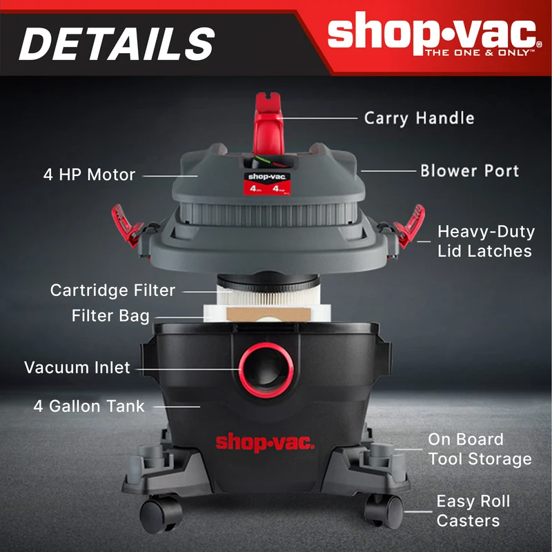 Shop-Vac® 4 Gallon 4.0 Peak HP Wet/Dry Vacuum