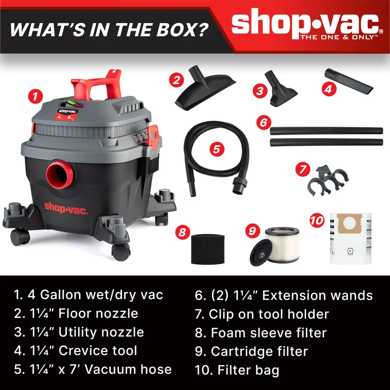 Shop-Vac® 4 Gallon 4.0 Peak HP Wet/Dry Vacuum