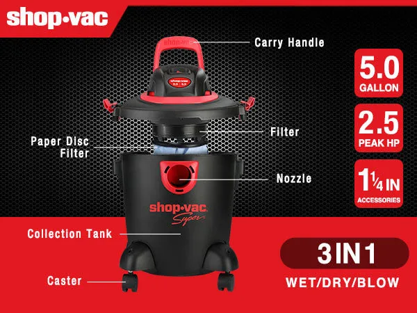 Shop-Vac® 5 Gallon 2.5 Peak HP Wet/Dry Vac