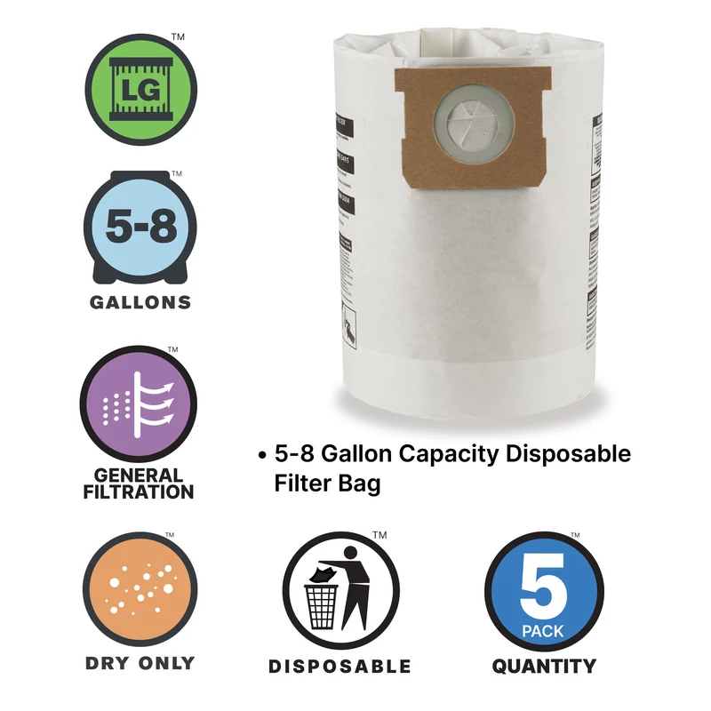 Shop-Vac® 5-8 Gallon Disposable Filter Bags (5 pack)