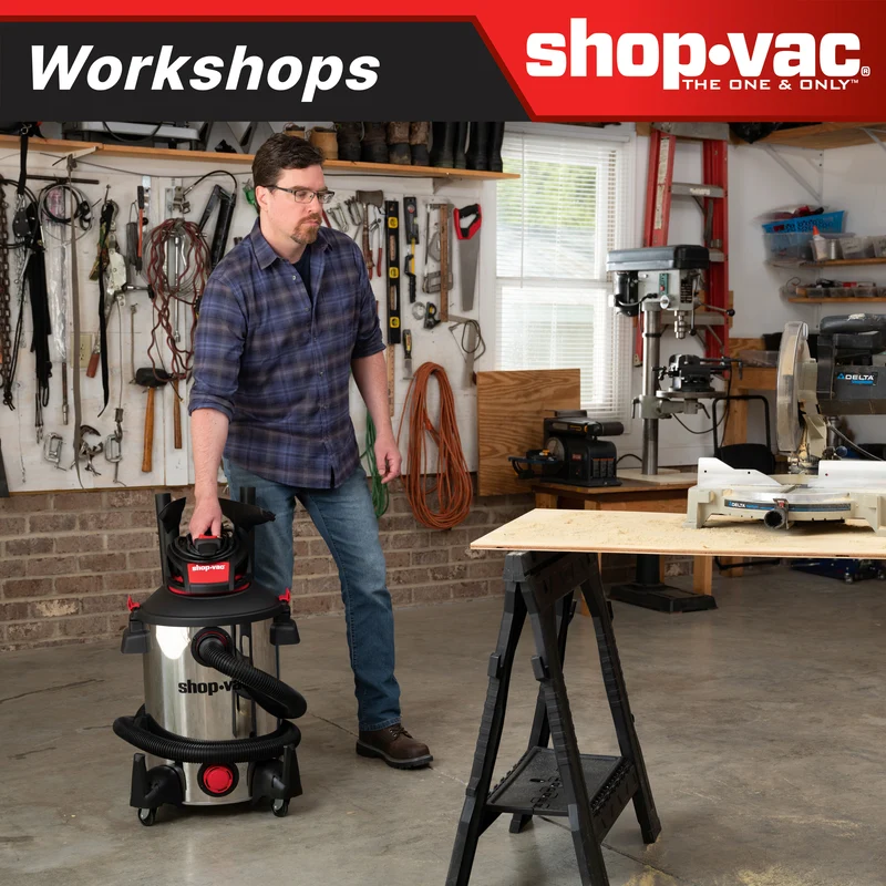 The Shop-Vac® 12 Gallon* 6.0 Peak HP** Stainless Steel Wet/Dry Vacuum
