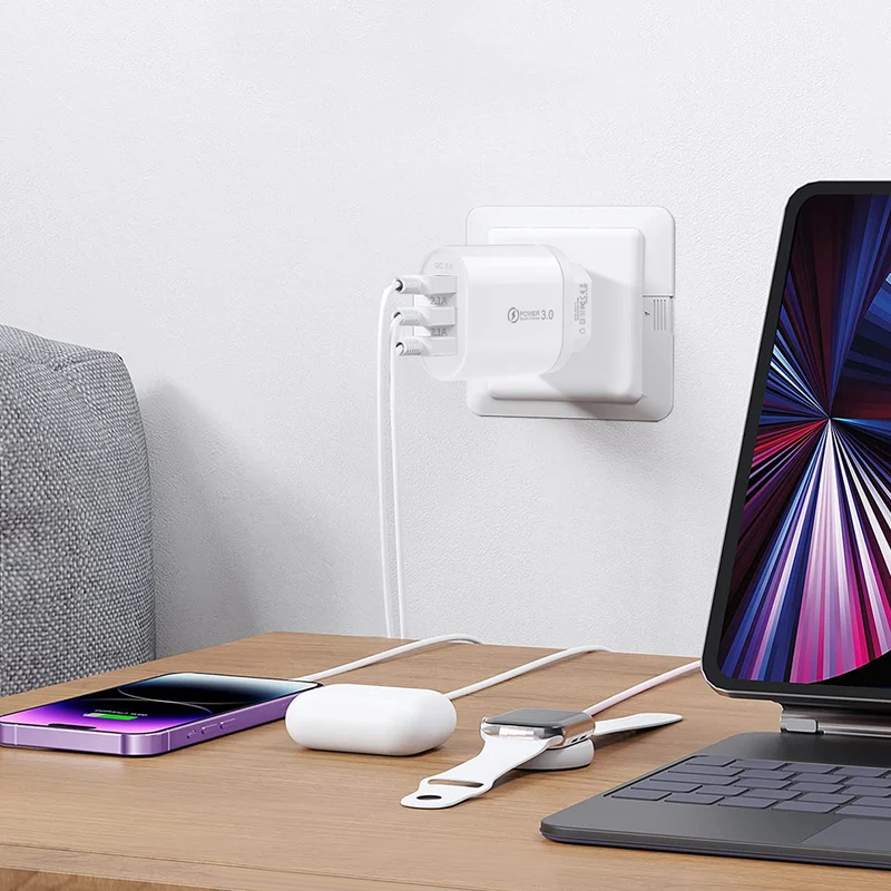 Chargeur Secteur 3 Ports USB - Blanc