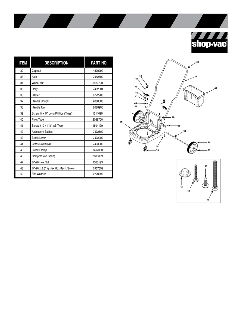 Shop-Vac Parts List for 92L2S250 Models (15 Gallon* Black / Stainless Steel Industrial FlipNPour® Vac)