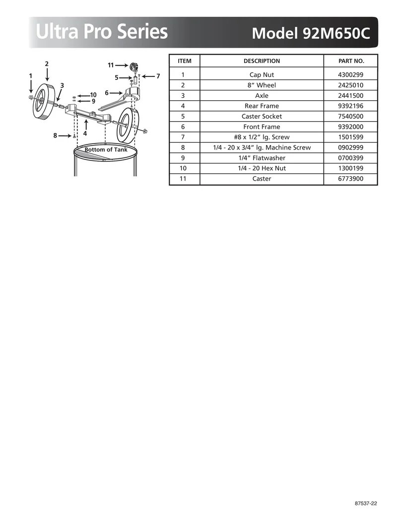 Shop-Vac Parts List for 92M650C Models (10 Gallon* Black / Stainless Steel Vac)