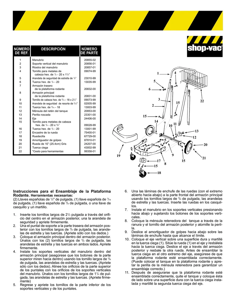 Shop-Vac Parts List for 950B Models (10 Gallon* Black / Stainless Steel Industrial Vac w/ wire basket)