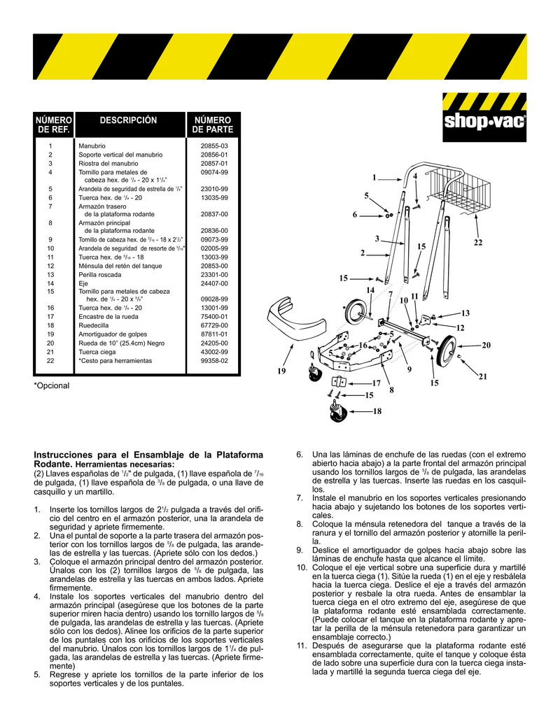 Shop-Vac Parts List for 984B Models (15 Gallon* Black / Stainless Steel Industrial Vac w/ Hose Carrier)