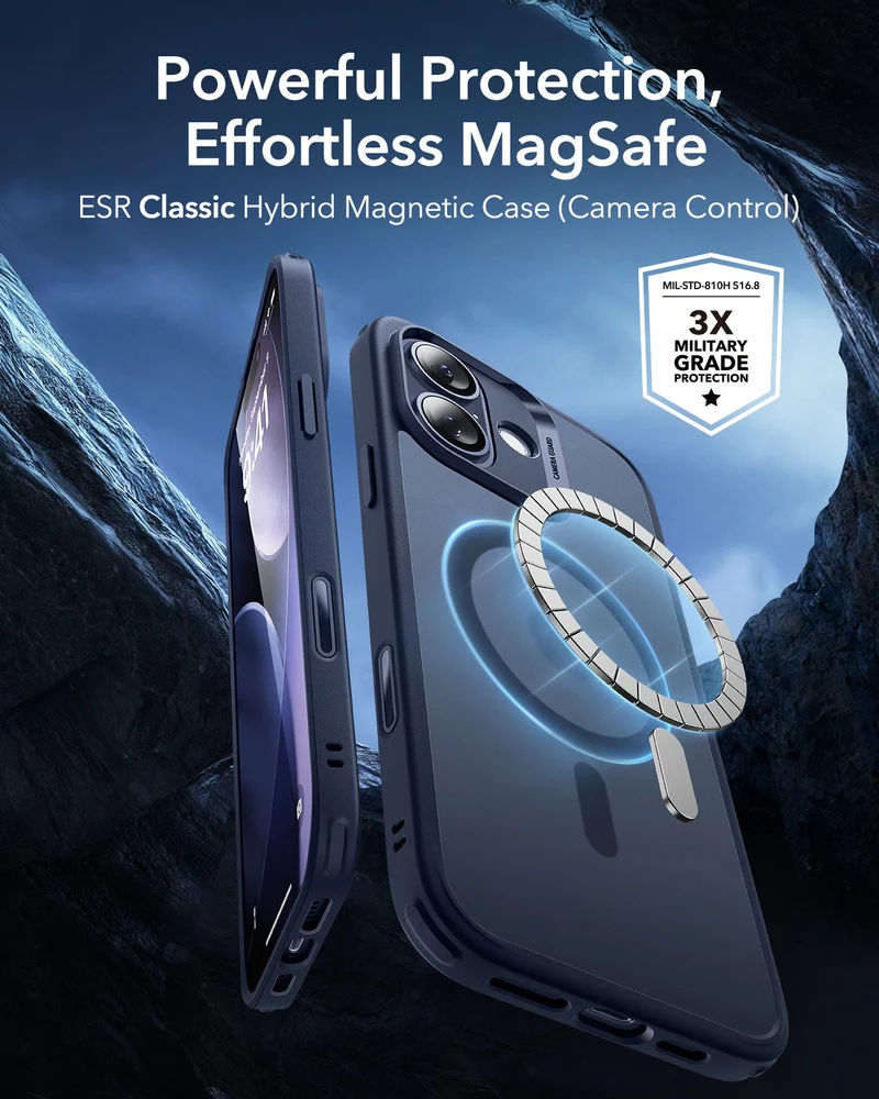 iPhone 17 Classic Hybrid Magnetic Case (Camera Control) - Frosted Blue