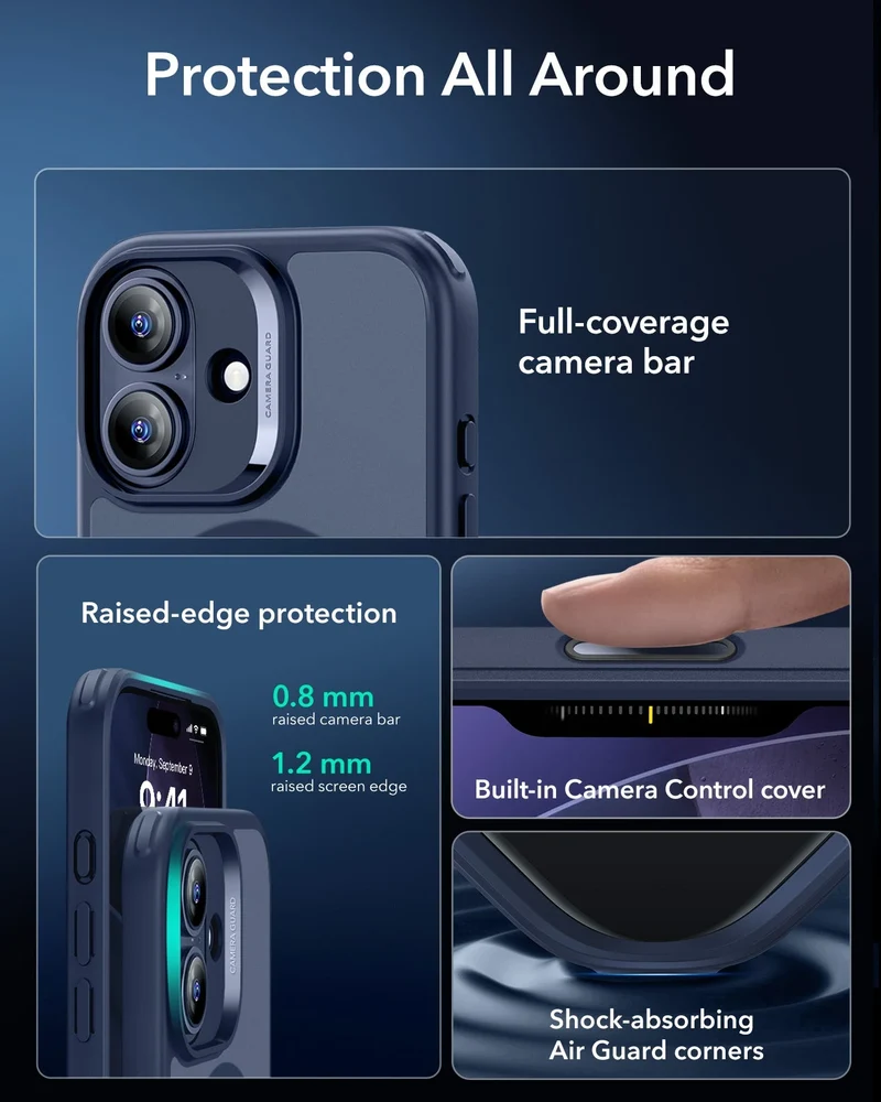 iPhone 17 Classic Hybrid Magnetic Case (Camera Control) - Frosted Blue