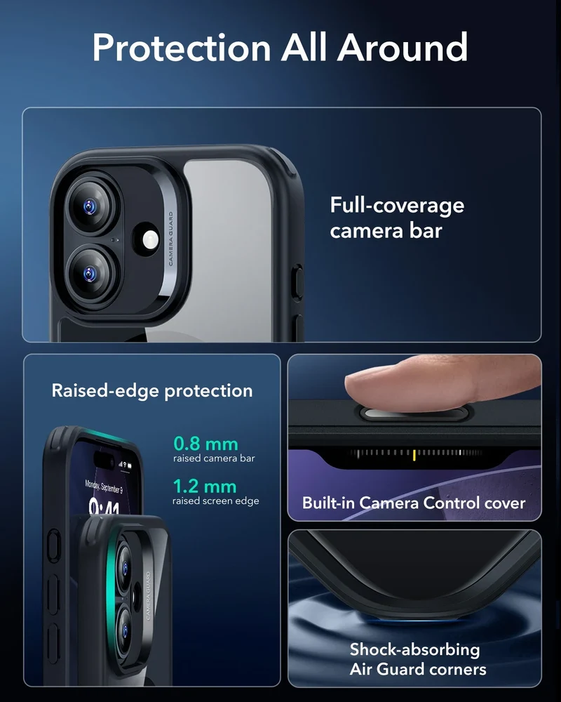iPhone 17 Classic Hybrid Magnetic Case (Camera Control) - Clear Black