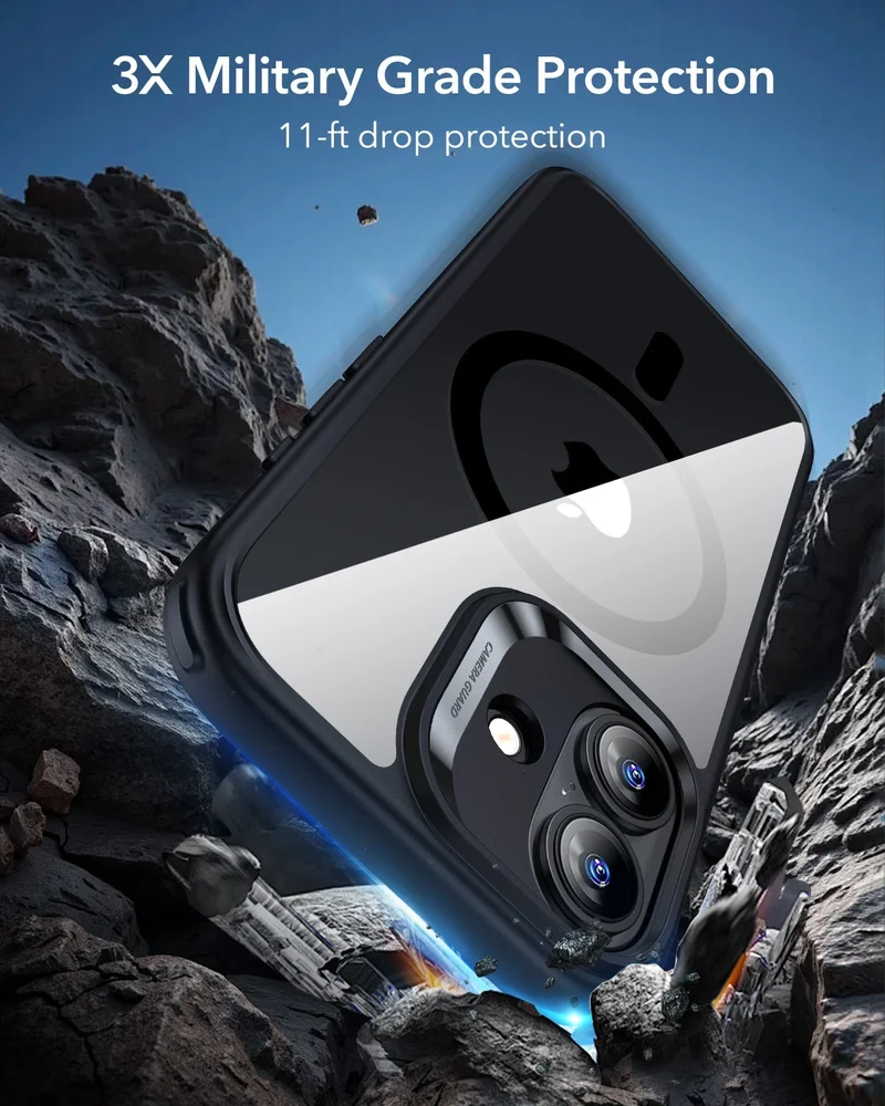 iPhone 17 Classic Hybrid Magnetic Case (Camera Control) - Clear Black