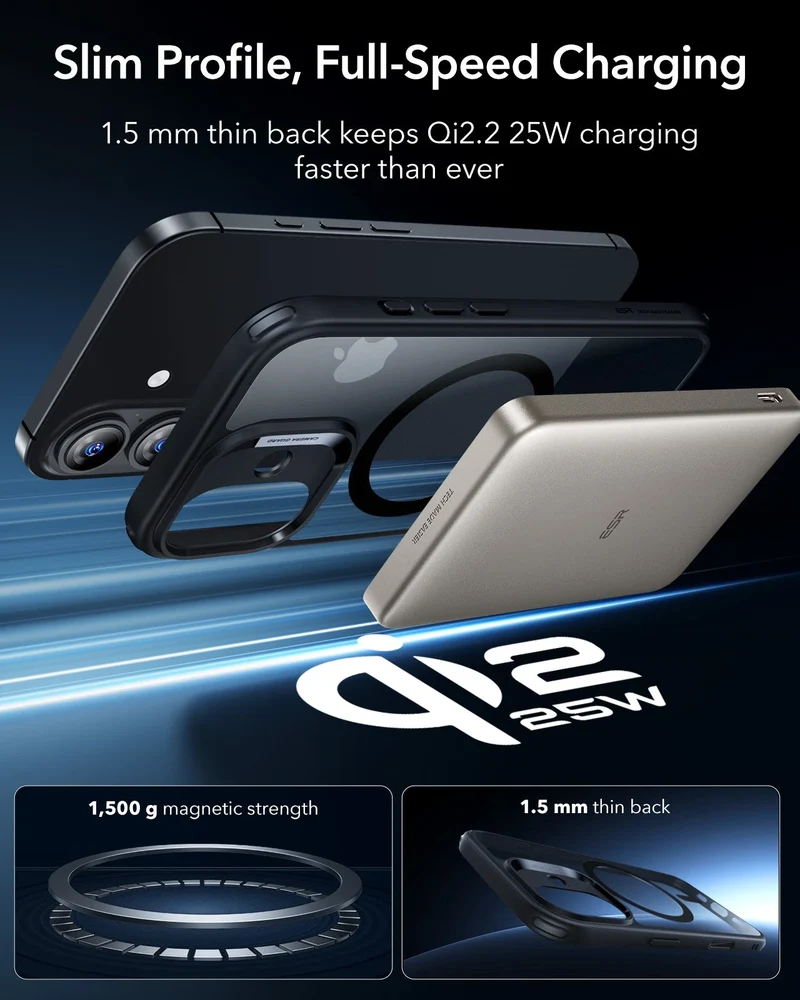 iPhone 17 Classic Hybrid Magnetic Case (Camera Control) - Clear Black