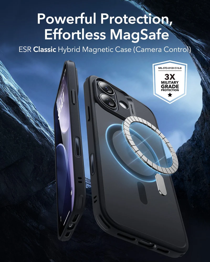 iPhone 17 Classic Hybrid Magnetic Case (Camera Control) - Frosted Black