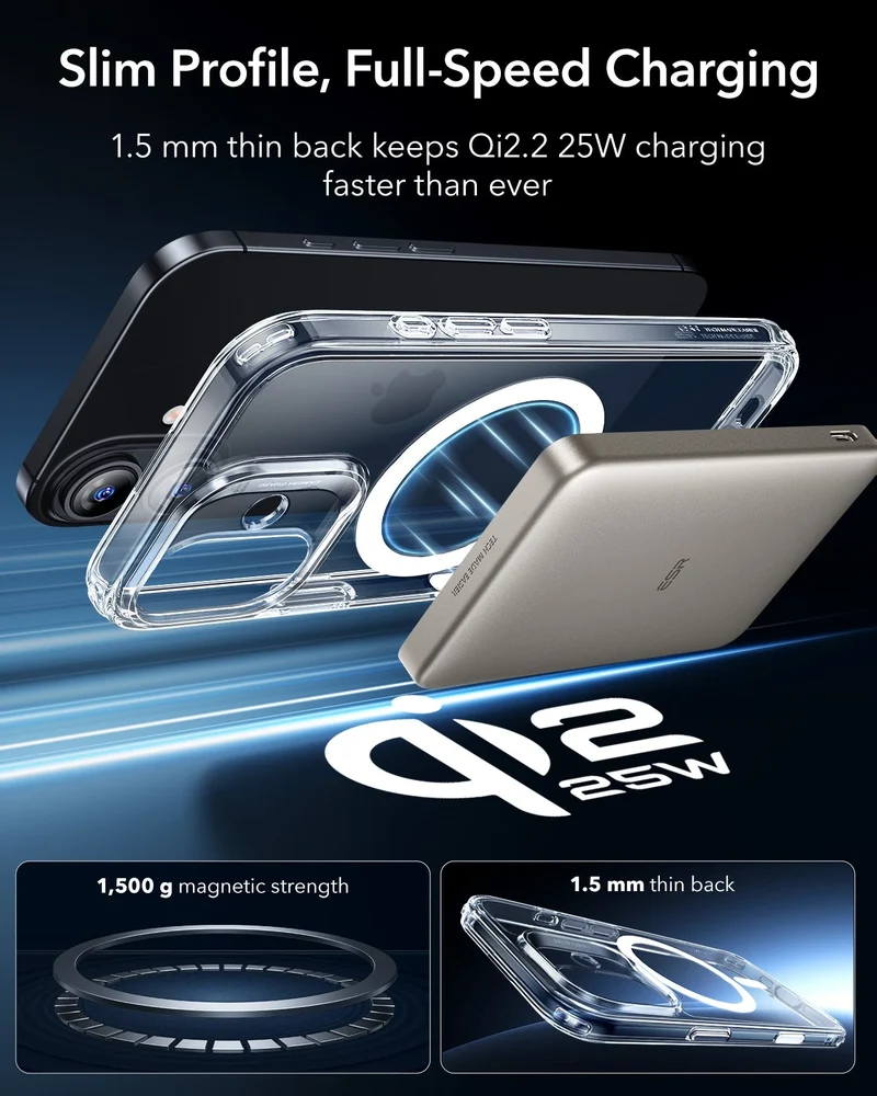 iPhone 17 Classic Hybrid Magnetic Case (Camera Control) - Clear